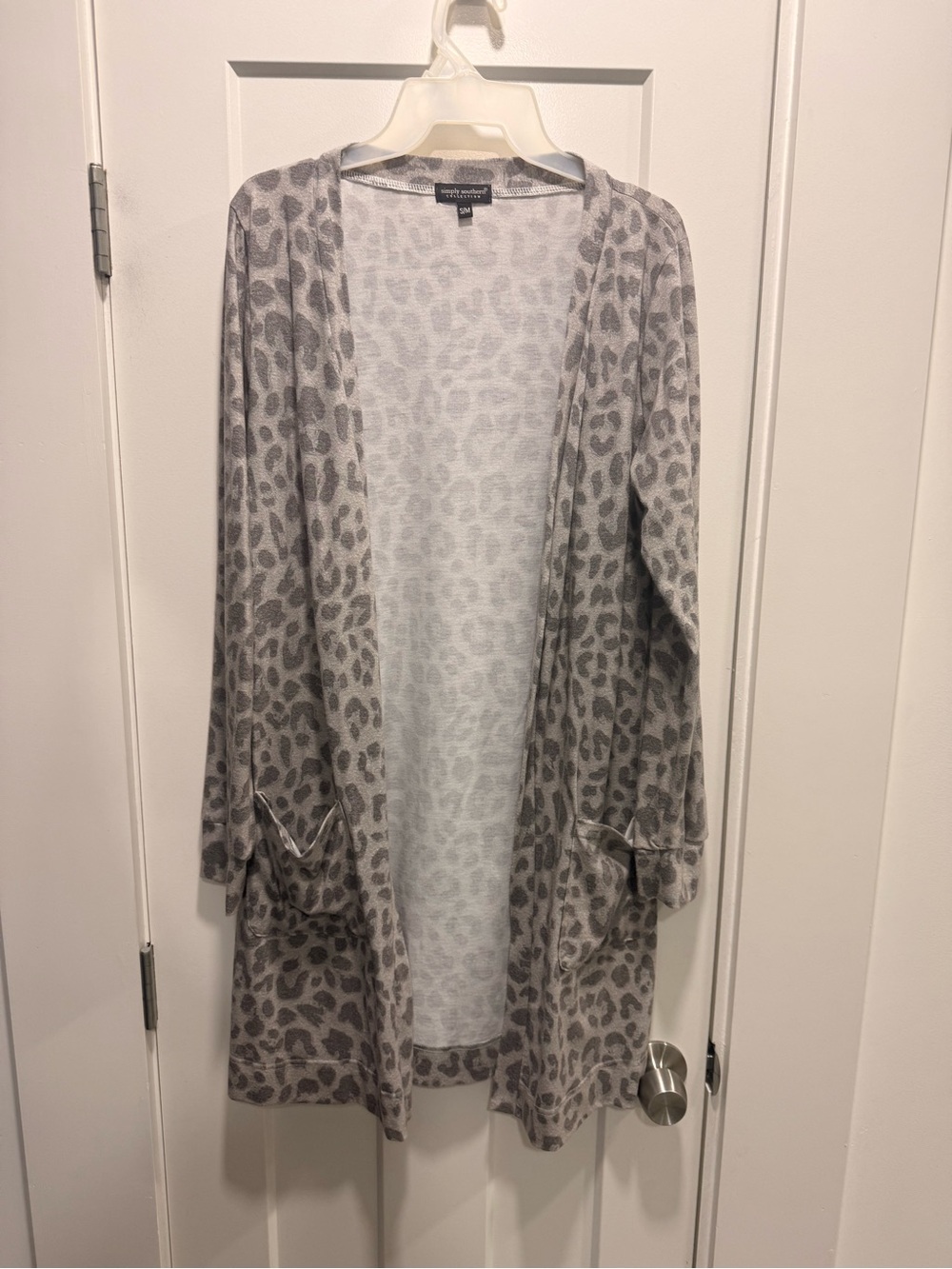 Simply Southern Gray Leopard Print Open Cardigan
